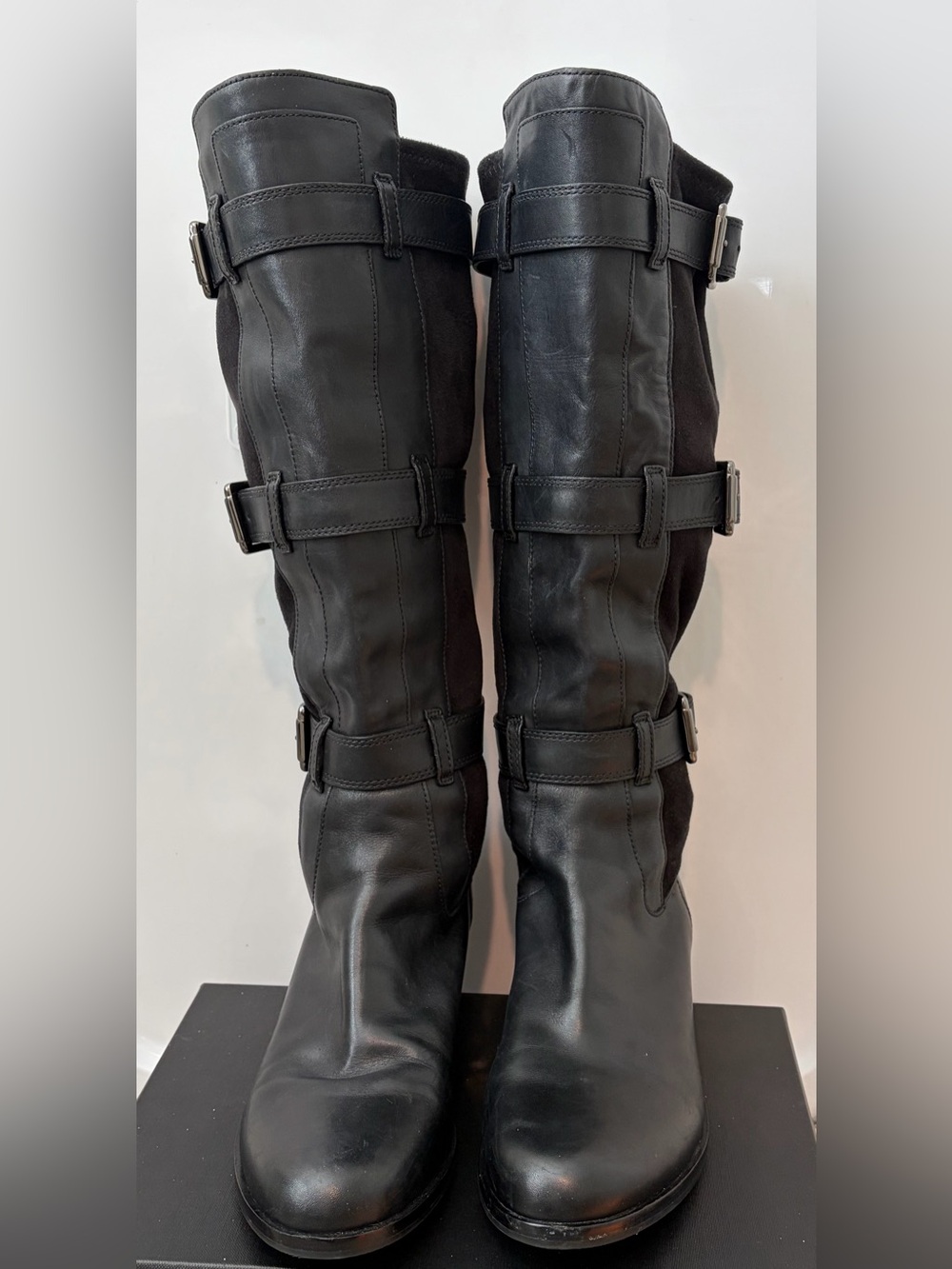 Cole Haan X NikeAir Air Avalon Black Leather Buckle Riding Boot Size 9.5B